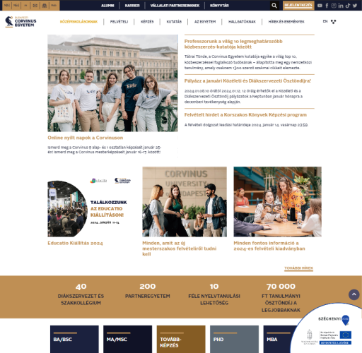 Corvinus University Website Screenshot